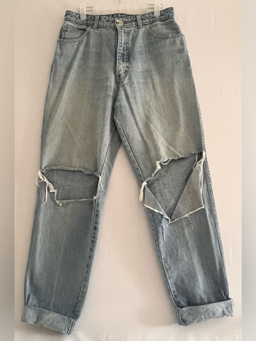 Vintage Giv 'Em Jaks High Waist Distressed Mom Jeans Light Wash